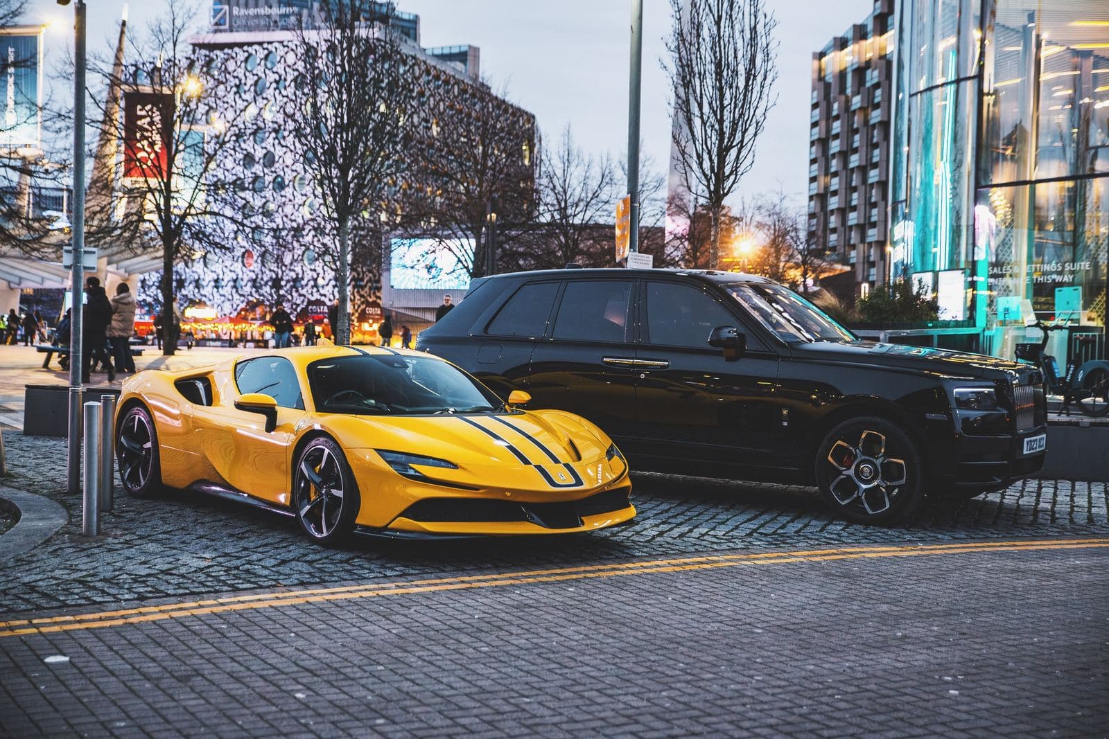 Ferrari SF90 and Cullinan together