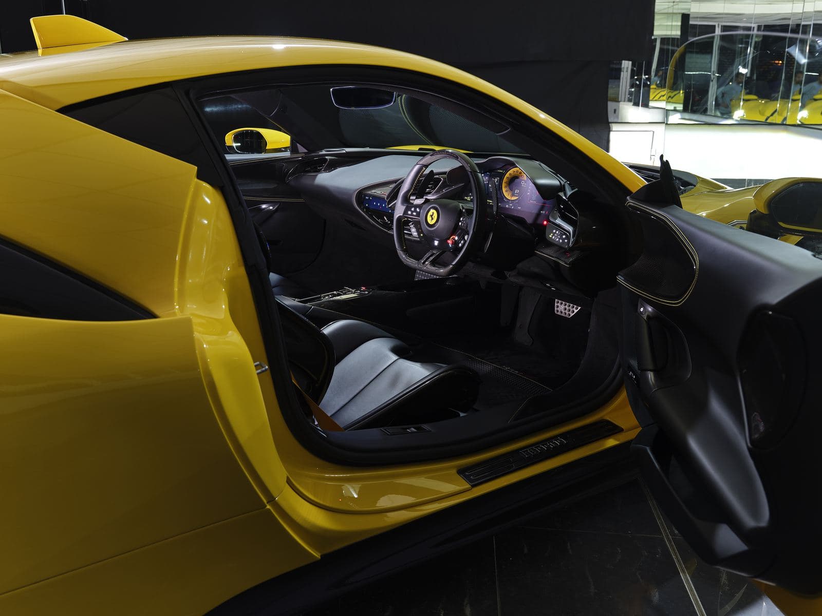 Ferrari SF90 with the door raised